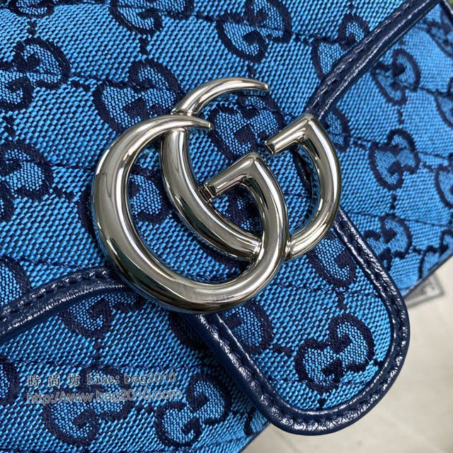 Gucci专柜新款女包, 古驰GG Marmont印花布链条包 Gucci单肩斜挎包 446744  gdj1714